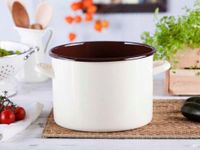Garnek indukcja emaliowany gaz 24 cm Silesia kremowy ciemny środek 7,5 l