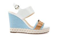 Geox Sandały damskie - D Janira E Koturny - rozmiar 40 - Białe, Karmelowe