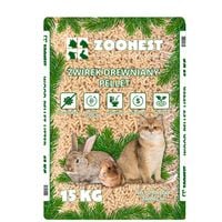 ŻWIREK DREWNIANY PELLET DLA KOTA KRÓLIKA ŚWINKI ZOONEST 15KG JASNY