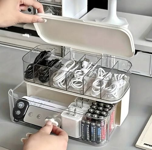 ORGANIZER PUDEŁKO POJEMNIK NA ŁADOWARKI BATERIE SŁUCHAWKI PRZEWODY na Arena.pl