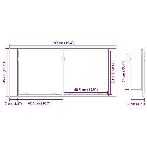 Lustro LED w szafce z półką dąb artisan 100 x 12 x 45 cm na Arena.pl