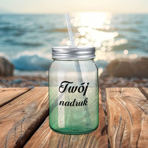 Szklanka Mason Jar z Twoim nadrukiem ze szkła z zielonym dnem na Arena.pl