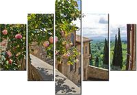 70 100CM OBRAZ 5 ELEM RÓŻE BALKONIE DRUK PŁÓTNO