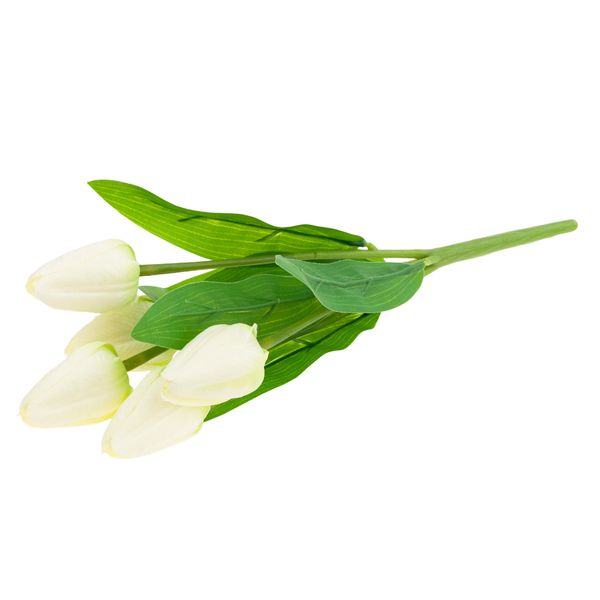 Tulipan Bukiet Tulipanów Piękny Jak Żywy Tulipany Kwiaty Białe Ecru X5 zdjęcie 5