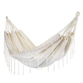 Dwuosobowy hamak ogrodowy bujak huśtawka leżak 200x150cm boho beżowy