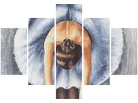 70 100CM OBRAZ 5 ELEM BŁĘKITNA BALETNICA DRUK PŁÓTNO