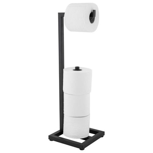Zestaw łazienkowy stojak z uchwytem  na papier kosz na śmieci 3L czarny mat na Arena.pl