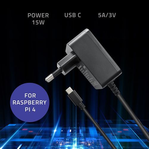 Qoltec Ładowarka Super FAST PD do Raspberry PI 4 USB-C 15W 5V 3A Czarna na Arena.pl