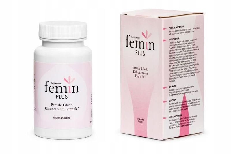 FEMIN PLUS - SUPER STYMULATOR LIBIDO DLA KOBIET 60 kaps suplement diety zdjęcie 1