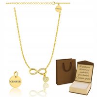 ZŁOTY ŁAŃCUSZEK DAMSKI ANKIER NIESKOŃCZONOŚĆ SERCE PR. 585 925 + GRAWER