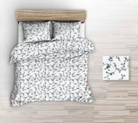 Pościel z kory 160x200 biała niebieskie gałązki