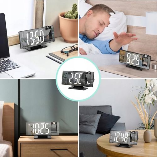 BUDZIK ZEGAR ELEKTRONICZNY LED PROJEKTOR DATA ALARM TERMOMETR 4w1 na Arena.pl