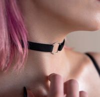 Choker na szyję kółko czarny prezent dla niej goth złoty srebrny sexy punk