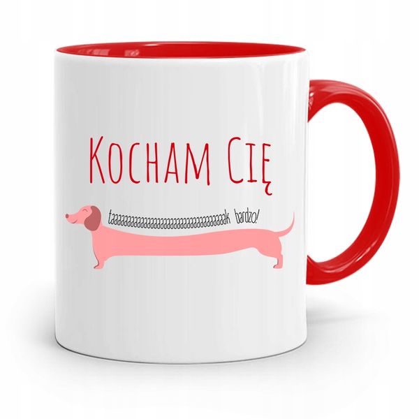 Kubek Czerwony Na Walentynki Kocham Cię Bardzo Z Nadrukiem Ze Zdjęciem zdjęcie 1