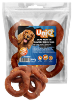 UNIQ PETS Przysmak dla psa ring ze skóry wołowej z jagnięciną 500g