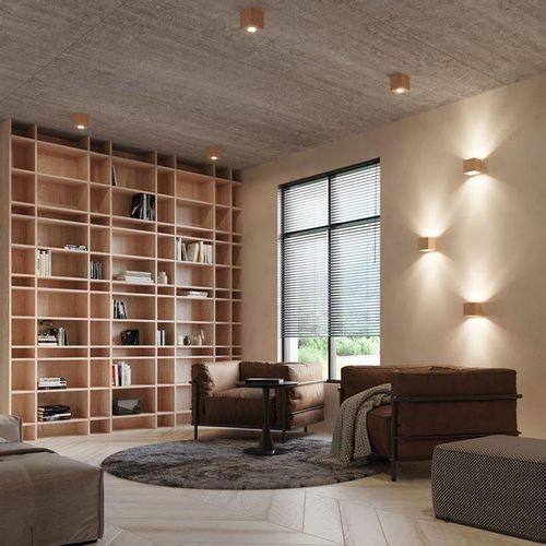 Downlight LAMPA sufitowa Quad SL.0493 Sollux drewniana OPRAWA w stylu skandynawskim kostka na Arena.pl