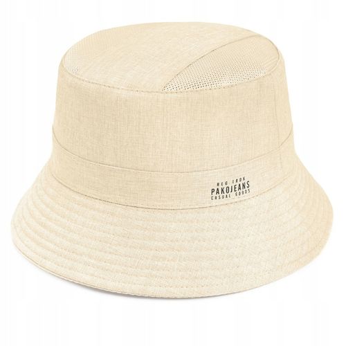 KAPELUSZ Letni z SIATKĄ Rybacki Bucket Hat KREMOWY Bawełniany Pako Jeans na Arena.pl