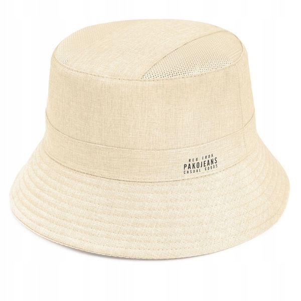 KAPELUSZ Letni z SIATKĄ Rybacki Bucket Hat KREMOWY Bawełniany Pako Jeans zdjęcie 2