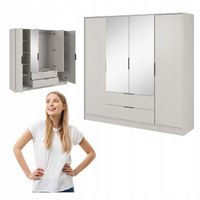 SZAFA GARDEROBA LUSTRO LIVIA 4DL OTWIERANA KASZMIR DUŻA SZUFLADY drążek