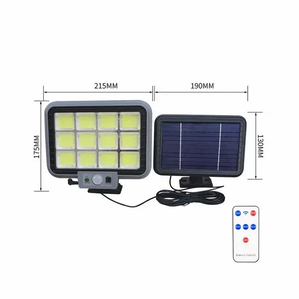 Duży Halogen Solarny Hs-8022 Pilot, Czujnik Ruchu I Zmierzchu 40W 6Cob zdjęcie 4