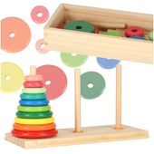 Piramida Drewniana Wieża Hanoi z Krążkami Sorter dla Dzieci Montessori