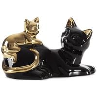 Figurka ceramiczna koty CAT 20X11X12 czrna+złota