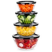 4x Miska Kuchenna Szklana Pokrywka Zestaw Misek Kuchennych 0,75L 1L 1,5L 2L