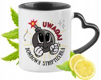 Kubek Czarny Z Uszkiem W Kształcie Serca Dla Striptizerki Na Prezent