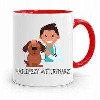 Kubek Czerwony Weterynarza Najlepszy Weterynarz Z Nadrukiem Ze Zdjęciem
