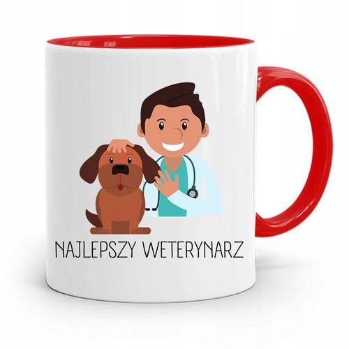 Kubek Czerwony Weterynarza Najlepszy Weterynarz Z Nadrukiem Ze Zdjęciem na Arena.pl