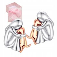 KOLCZYKI SREBRNE PIESEK I DZIEWCZYNKA KOLCZYKI PIES PRZYJAŹŃ NA PREZENT