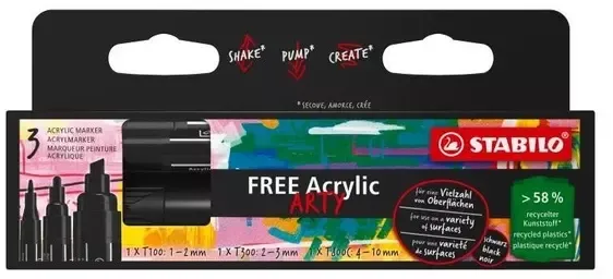 Markery Free, czarne (3 sztuki) zdjęcie 1