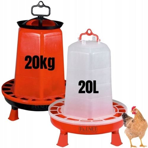Zestaw dla drobiu – poidło 20L i karmidło 20kg dla kur, brojlerów, kaczek na Arena.pl