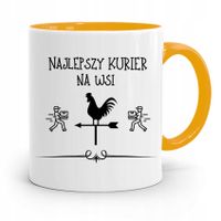 Kubek Żółty Dla Kuriera Najlepszy Na Wsi Prezent Z Nadrukiem Ze Zdjęciem