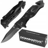 NÓŻ SKŁADANY TAKTYCZNY SPRĘŻYNOWY RATOWNICZY RESCUE DOMINATOR CZARNY