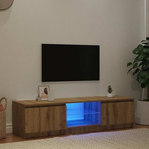 Szafka pod TV z oświetleniem LED, dąb artisan, 140x40x36 cm na Arena.pl