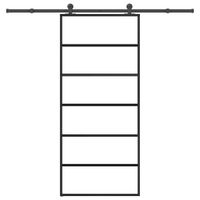 Drzwi przesuwne z osprzętem, 90x205 cm, szkło ESG i aluminium