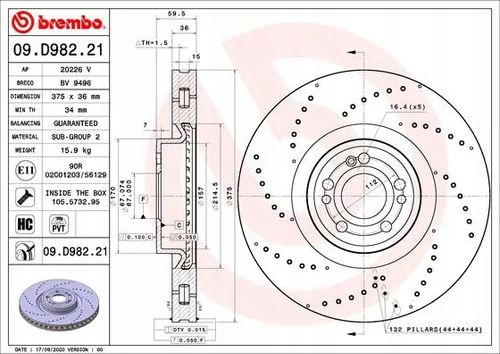 TARCZA HAM PRZOD 375X36 V BREMBO na Arena.pl