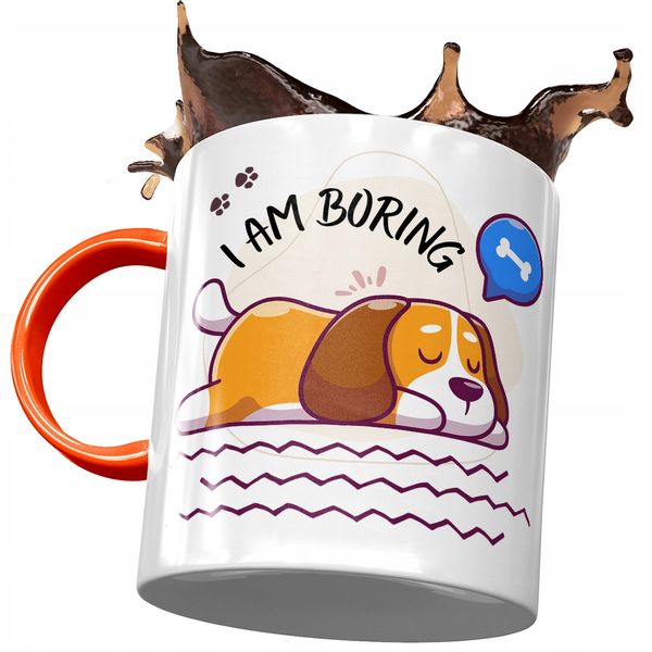 Kubek Pomarańczowy Z Pieskiem Psem Słodki Prezent Z Nadrukiem Ze Zdjęciem zdjęcie 1