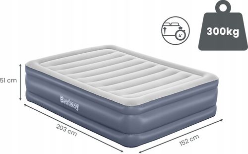 Dmuchany dla 2 osób dwuosobowy wysoki 200x150 wbudowaną pompką elektryczną na Arena.pl