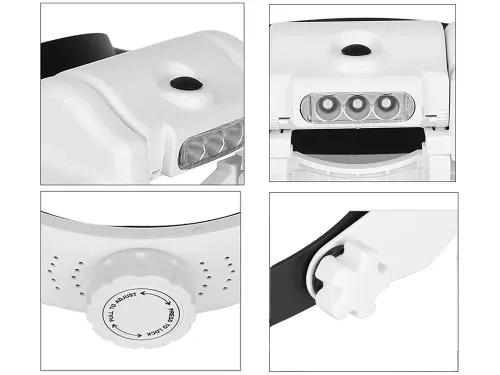 Lupa nagłowna czołowa okulary 3 led soczewki 13x na Arena.pl