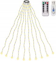 Lampki choinkowe z pierścieniem 2m 10 pasm 200 diod LED Ciepła biel Gwiazdy