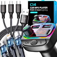 Transmiter FM BT PD 24W QC3.0 KABEL USB 3W1 LIGHTNING MICRO-USB USB C