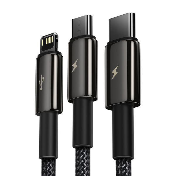 kabel usb 3w1 baseus tungsten gold, usb do micro usb / usb-c / zdjęcie 3