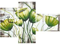 100CM 70CM ZEGAR 3 ELEM ZIELONE MAKI ŚCIENNY OBRAZ