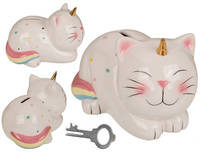 Skarbonka kot kotek jednorożec z tęczowym ogonkiem