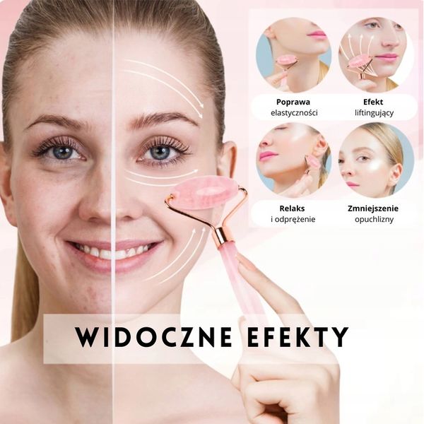 ROLLER WAŁEK KWARCOWY DO TWARZY + KAMIEŃ GUA SHA DO MASAŻU TWARZY I CIAŁA zdjęcie 4