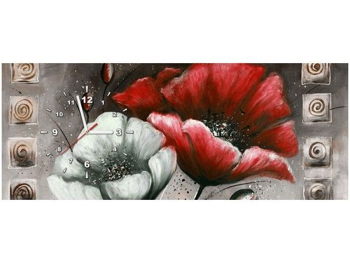 100X40CM ZEGAR MALOWANE MAKI CZERWIENI BRĄZIE OBRAZ na Arena.pl