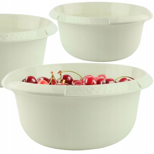MISKA OKRĄGŁA UNIWERSALNA MISA DO KUCHNI OGRODU NA WARZYWA OWOCE 3L ECRU na Arena.pl
