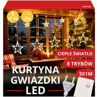 kurtyna led 3m 120szt lampki gwiazdki ciepłe białe światło dekoracja